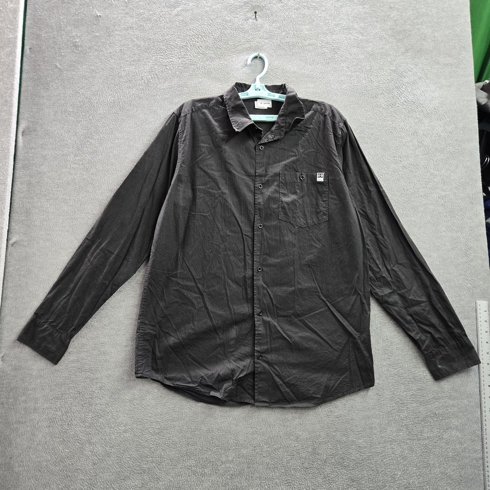 DC Shoes Men Button Up Shirt L Gray Pocket Logo‎ Long Sleeve Skate